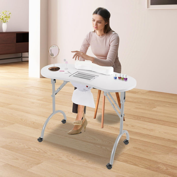 Maniküre Tisch mit Absaugung Nagelstudio Tisch Klappbar Mobilesmanikürtisch mit Staubbeutel und Roll