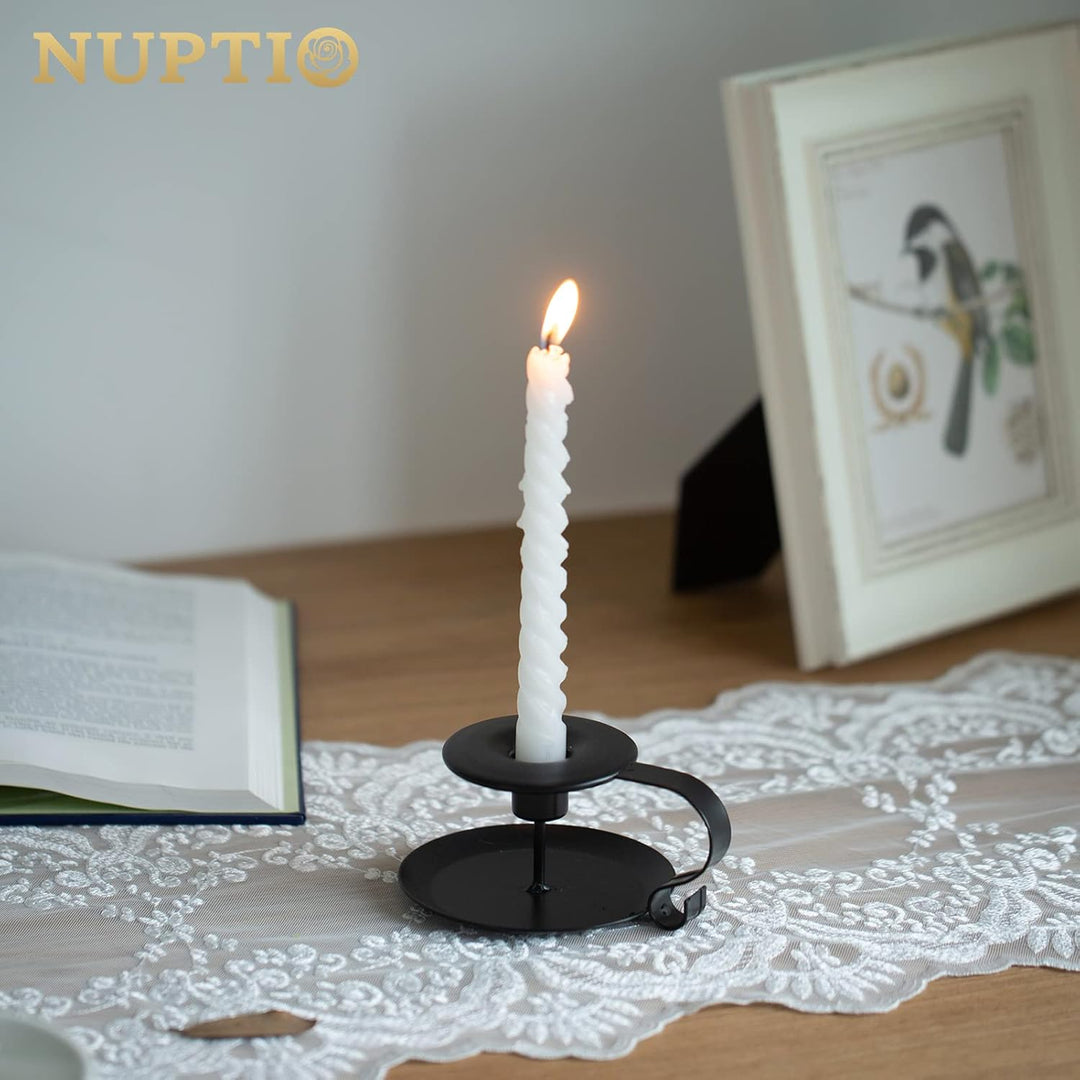 Nuptio Stück von 4 Vintage Stil Schmiedeeisen Kegelförmige Kerzenhalter, Langer Kerzenhalter mit Gri