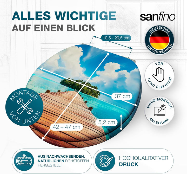 Premium WC Sitz mit Absenkautomatik – hochwertige Toilettendeckel aus Holz, viele bunte Motive, hohe