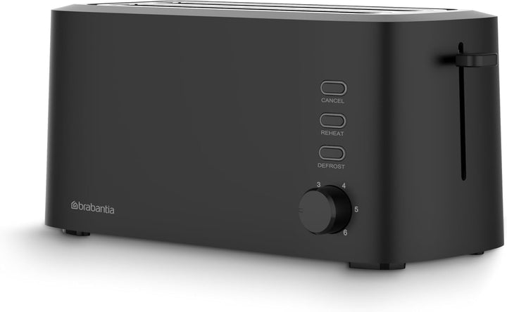 Brabantia Toaster, Doppel-langschlitz-Röstschachte, 8 bräuningsstufen, Krümelschublade, Schwarz, BBE