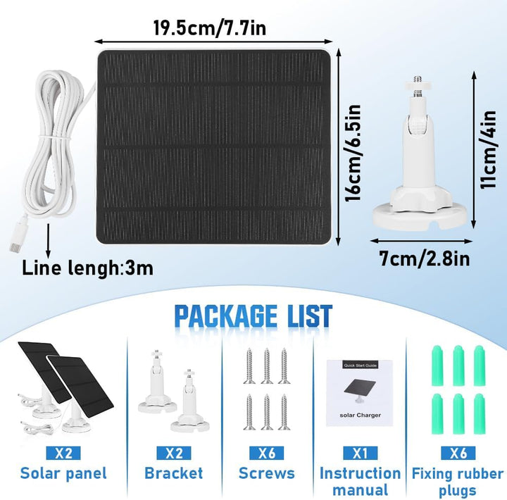 5W Solarpanel für Überwachungskamera Aussen Akku, 5V Solarmodul ist kompatibel mit WYZE Battery Cam