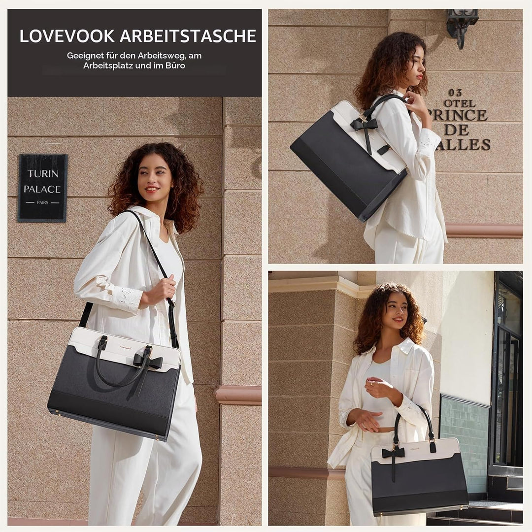 LOVEVOOK Handtasche Damen Gross, 15,6 Zoll Laptoptasche Arbeitstasche Elegant Uni Tasche Schultasche
