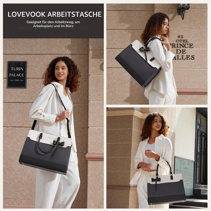 LOVEVOOK Handtasche Damen Gross, 15,6 Zoll Laptoptasche Arbeitstasche Elegant Uni Tasche Schultasche