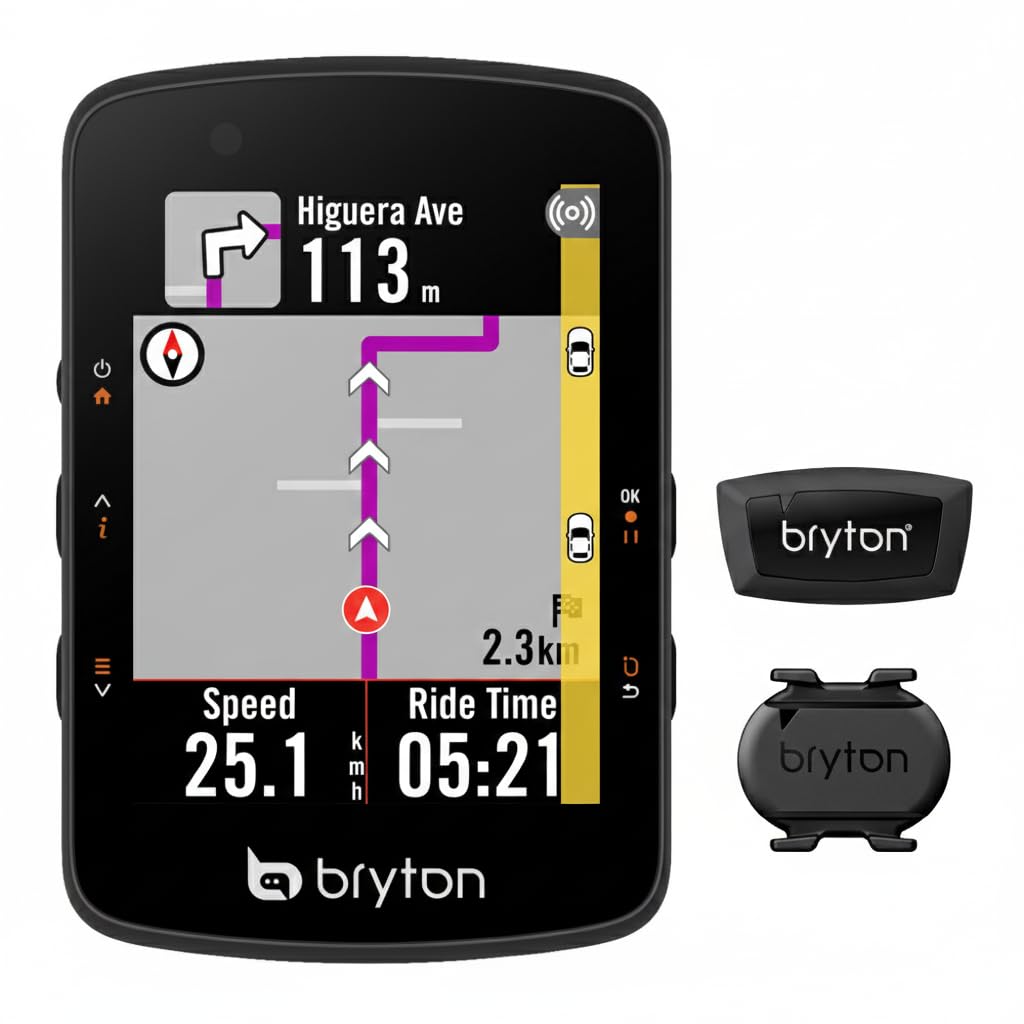 Bryton Rider 550 GPS Fahrradcomputer Sensor-Bundle mit 37 Stunden Akkulaufzeit, 2,8-Zoll Farbdisplay