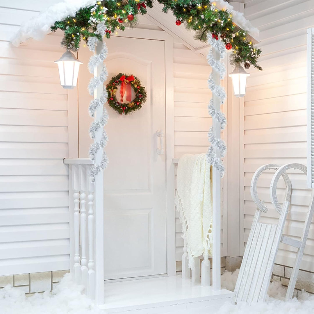 Weihnachtsbaum Lametta Girlande,8Pcs Glänzend Weihnachtsbaum Ornamente,Weihnachtsdeko Metallische Gi