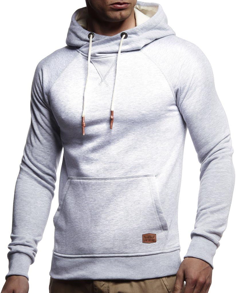 Leif Nelson Herren Pullover Hoodie Kapuzenpullover Longsleeve Basic Sweatshirt Sweater LN8153 XXL Gr
