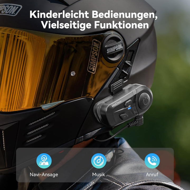 L1 Motorradhelm Headset, Helm Bluetooth Kopfhörer mit Sprachassistent, Geräuschunterdrückung Bluetoo