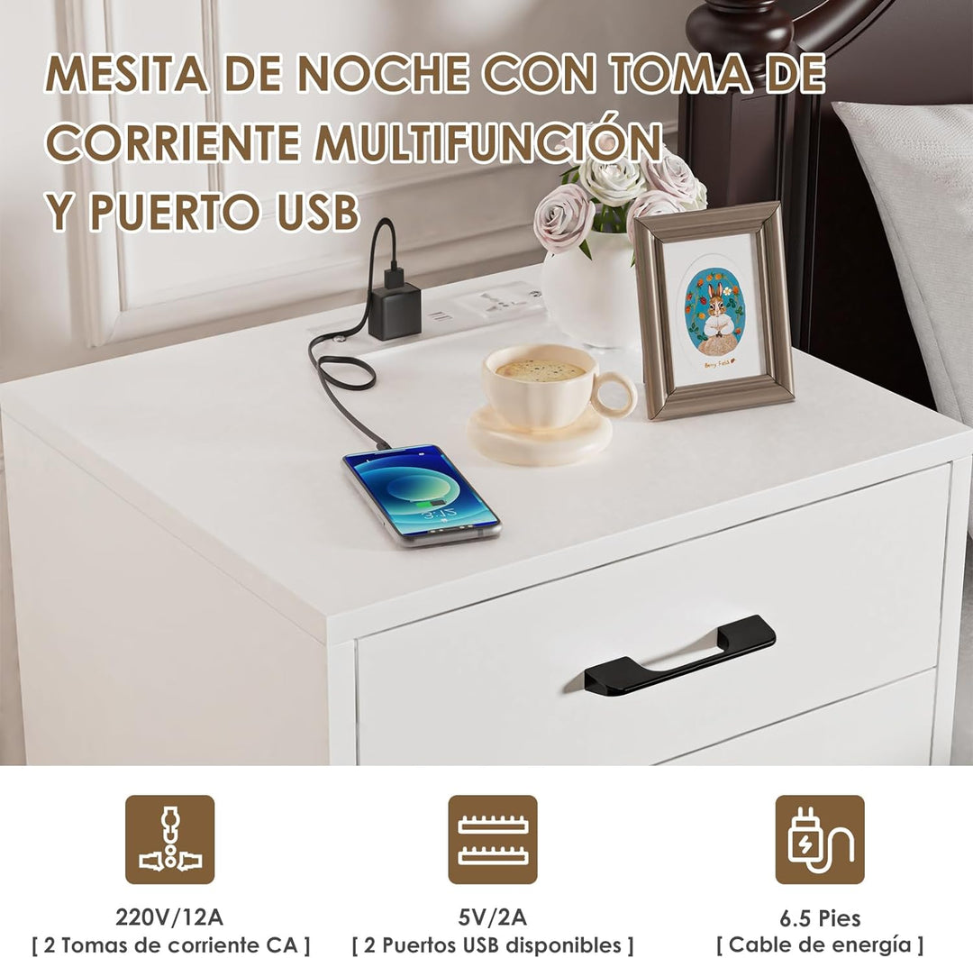 Lvhecforhm 2er Set Nachttisch Weiss, Nachttische mit Offenen Fächern Hochglanz Front, Nachttische mi