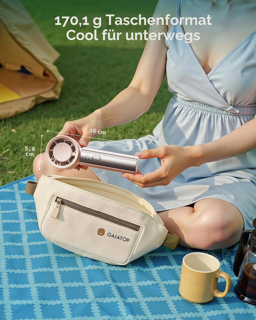 gaiatop Tragbarer Mini-Handventilator, High-Speed-Turbo-Kühlung, 4000 mAh, batteriebetrieben, USB-wi