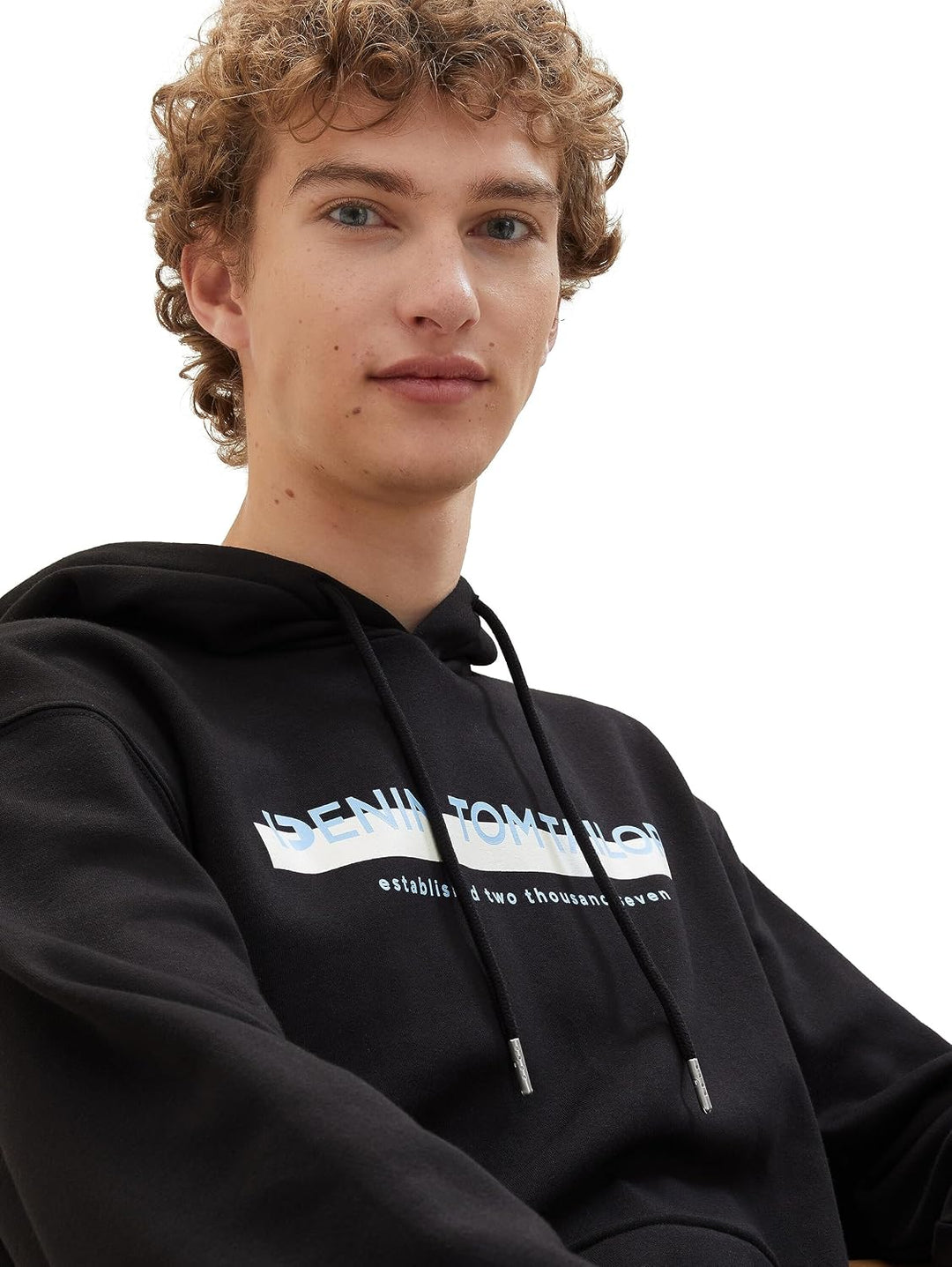 Tom Tailor Denim Herren 1043298 Hoodie Sweatshirt mit Logo-Print (1er Pack) S 29999-black, S 29999-b