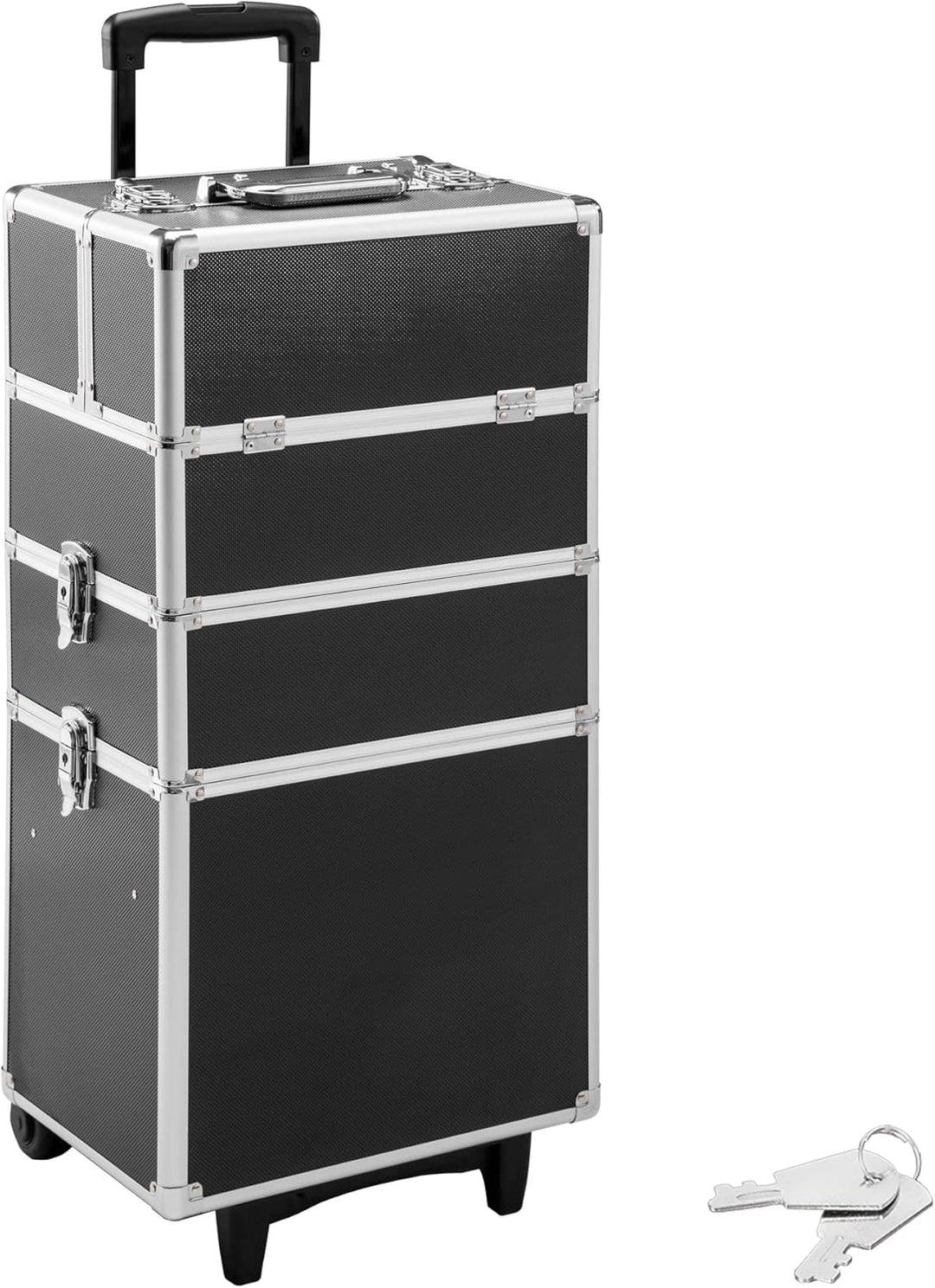 TecTake Alu Kosmetik Trolley Kosmetikkoffer Beauty Koffer | mit Teleskopgriff und 2 Rollen | abschli