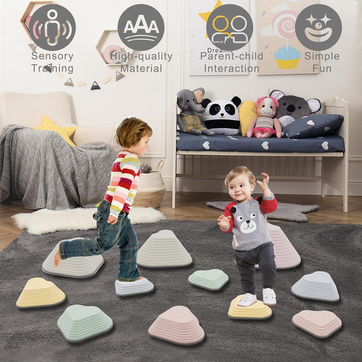 Balanciersteine für Kinder,11 Stück Sensoriksteine für Kleinkinder zur Förderung des Gleichgewic