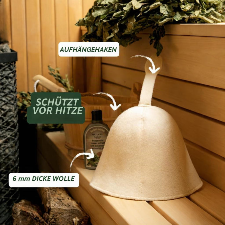 Saunahut Weiss Wollfilzmützen 2er-Pack - Schützen Sie Ihren Kopf vor Hitze - Englische Sauna E-Book