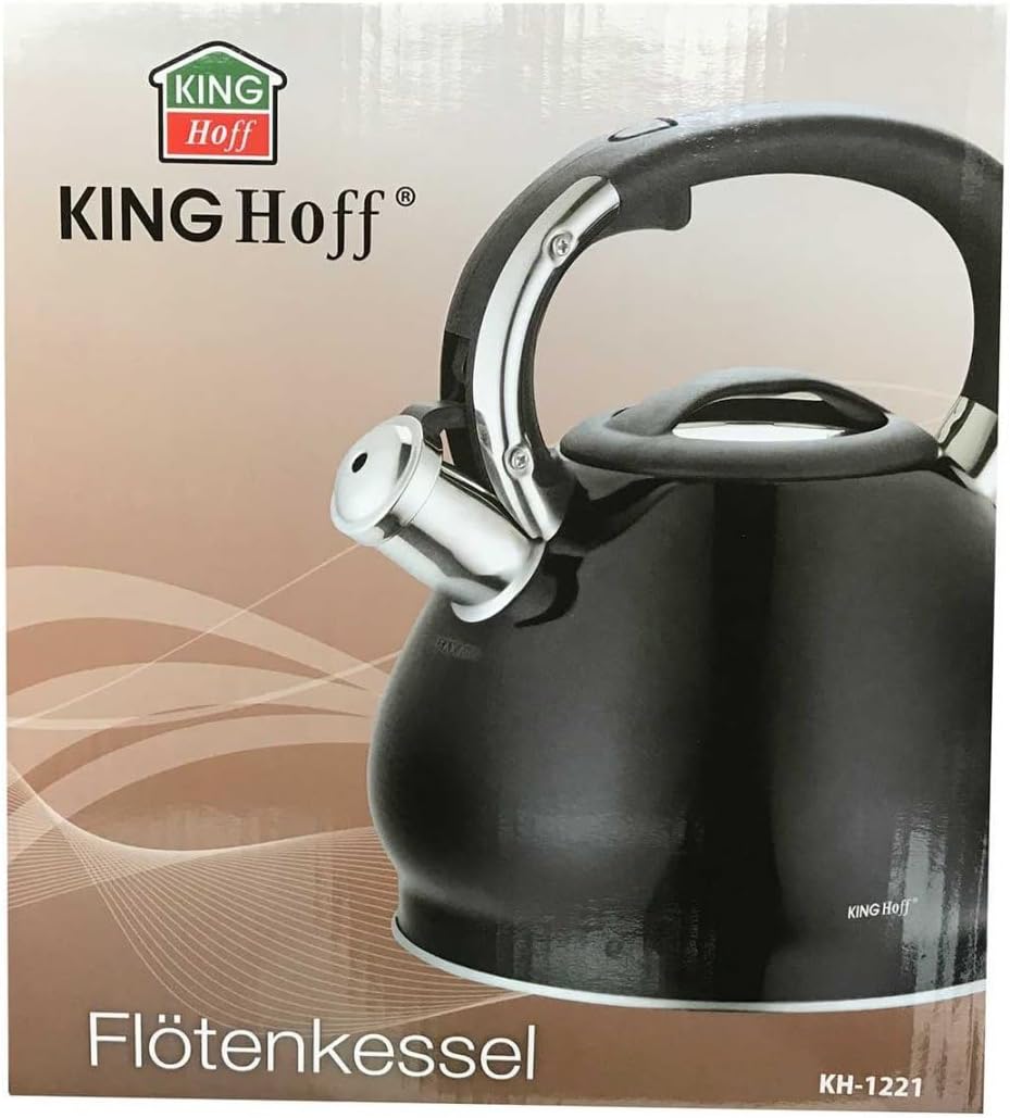 King Hoff Schwarz Edelstahl Flötenkessel Teekessel Wasserkessel 3,4 Liter KH-1221