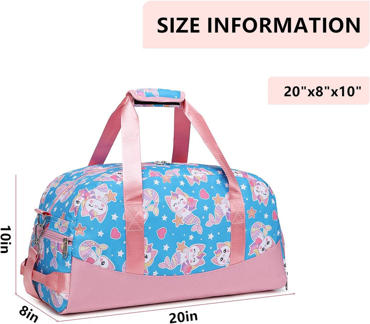 Lmwzh Kinder Sporttasche Reisetasche mitSchuhfach Turnbeutel wasserdichte Schwimmtasche (Meerjungfra