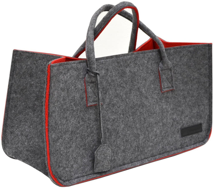 DuneDesign Schwerlast Filztasche bis 25kg - XL Filzkorb für Kaminholz - Shopper Einkaufstasche Grau