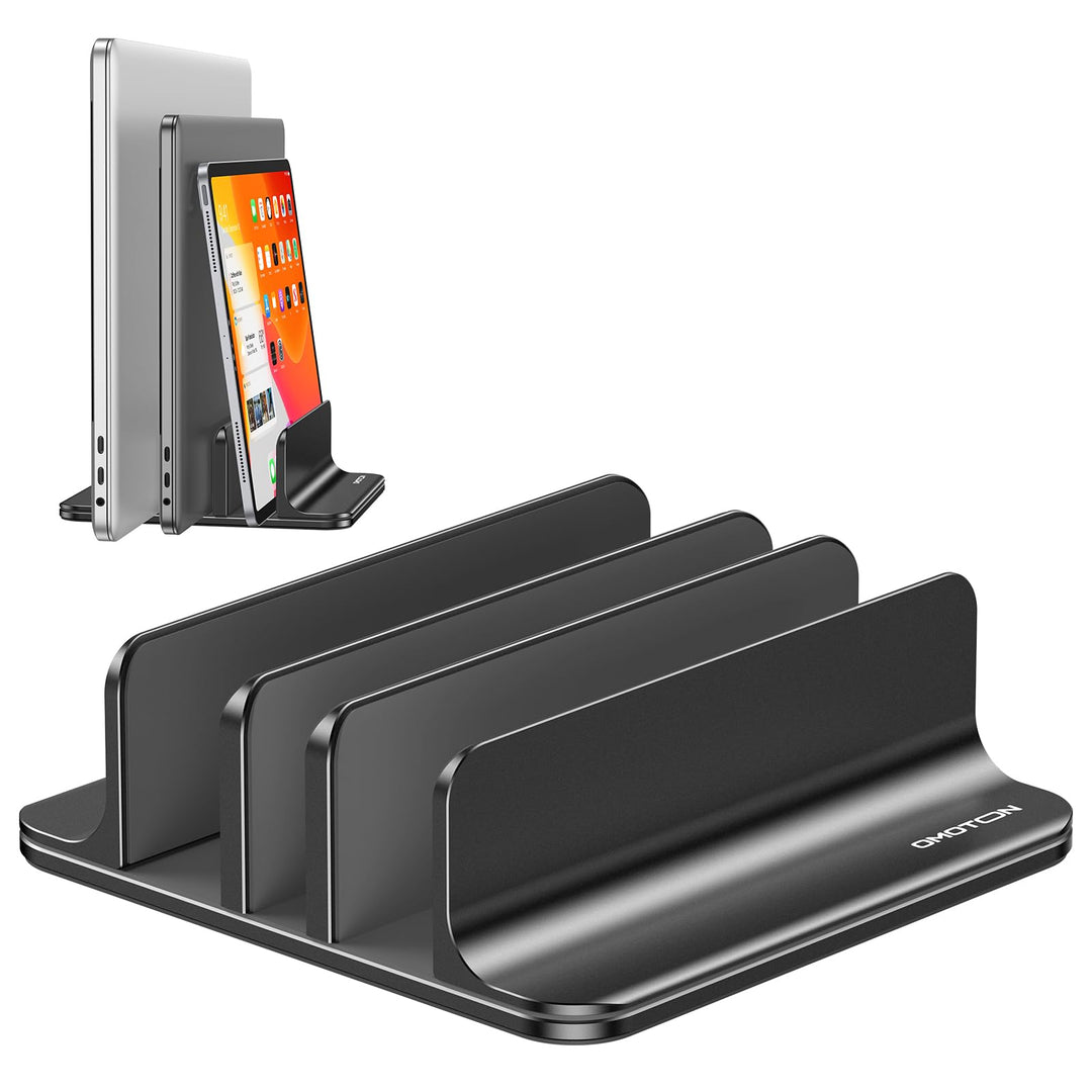 OMOTON 3 Slot Aluminium Vertikal Laptop Ständer, Verstellbarer Notebook Ständer, Laptop Halterung fü