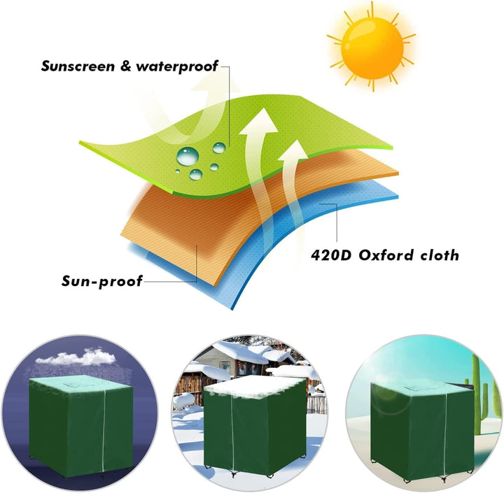 DWcouple 2STK IBC Tank Abdeckung,Wassertank Staubdichte Anti-UV-Schutzabdeckung,Grün Abdeckplane für