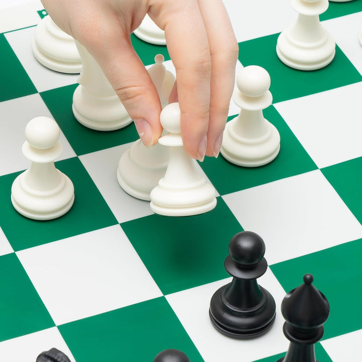 Best Chess Set Ever 3X – Turnierschachset mit 20" Silikonbrett (Patentiert, Beidseitig & Aufrollbar)