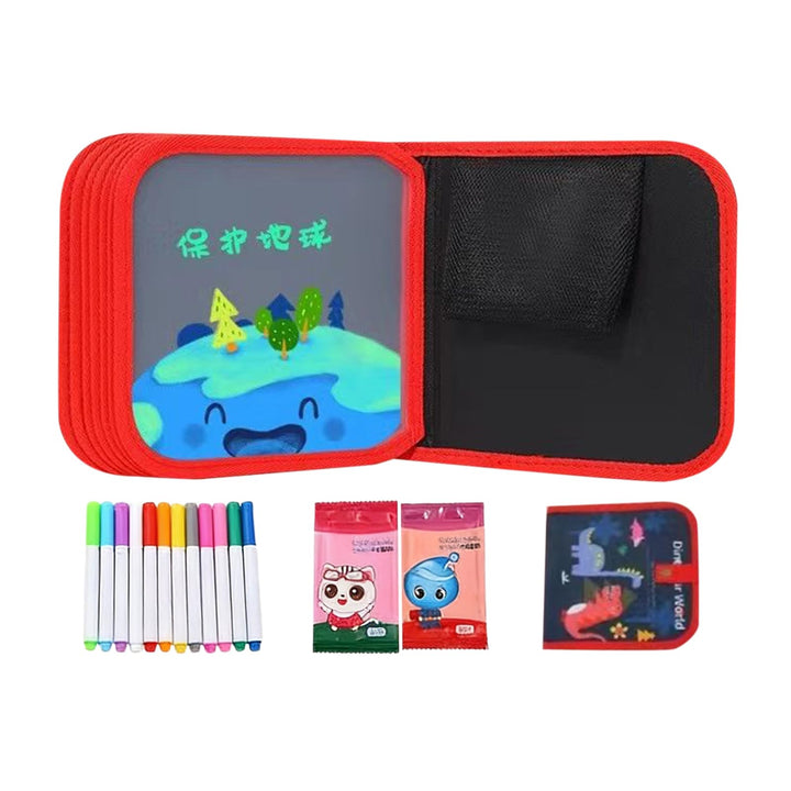 Wasserdichtes Buch für Kinder, wiederverwendbares Zeichen-Notizbuch-Set, 14 Seiten mit Stift-Zubehör
