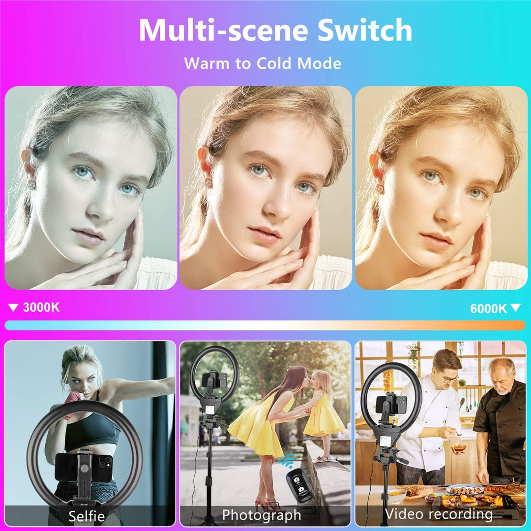 UBeesize 12 Zoll RGB Ringlicht Stativ mit Fernauslöser - Dimmbares Selfie Ringlicht für Selfie, Live