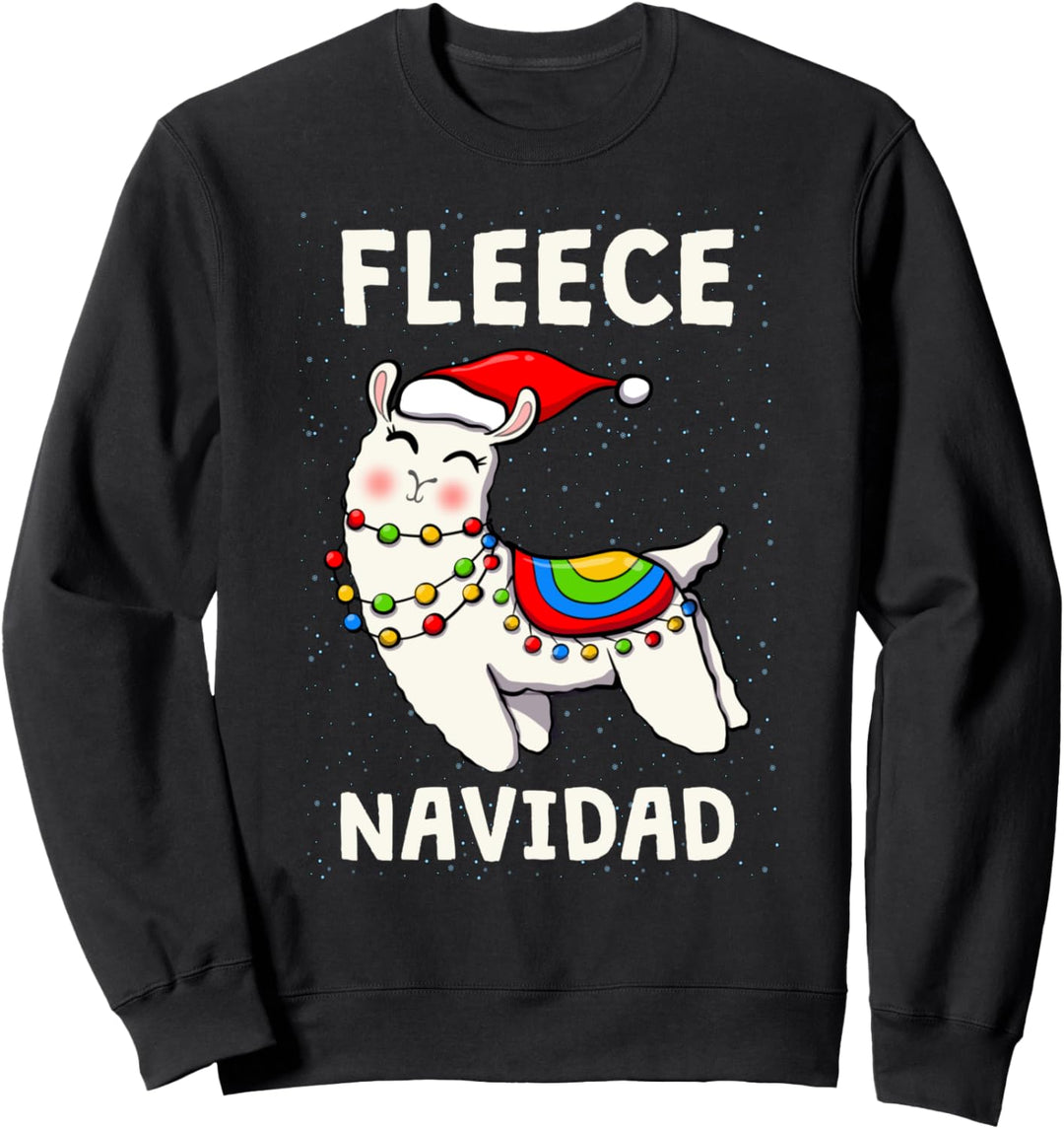 Fleece Navidad Llama Lustiges Kinder Mann Frau Weihnachts Sweatshirt