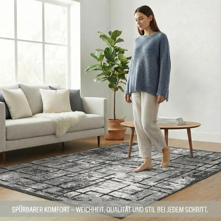 Jimri Kurzflor Wendeteppich - Flach gewebter Teppich für Schlafzimmer & Wohnzimmer, Eingang, Flur -