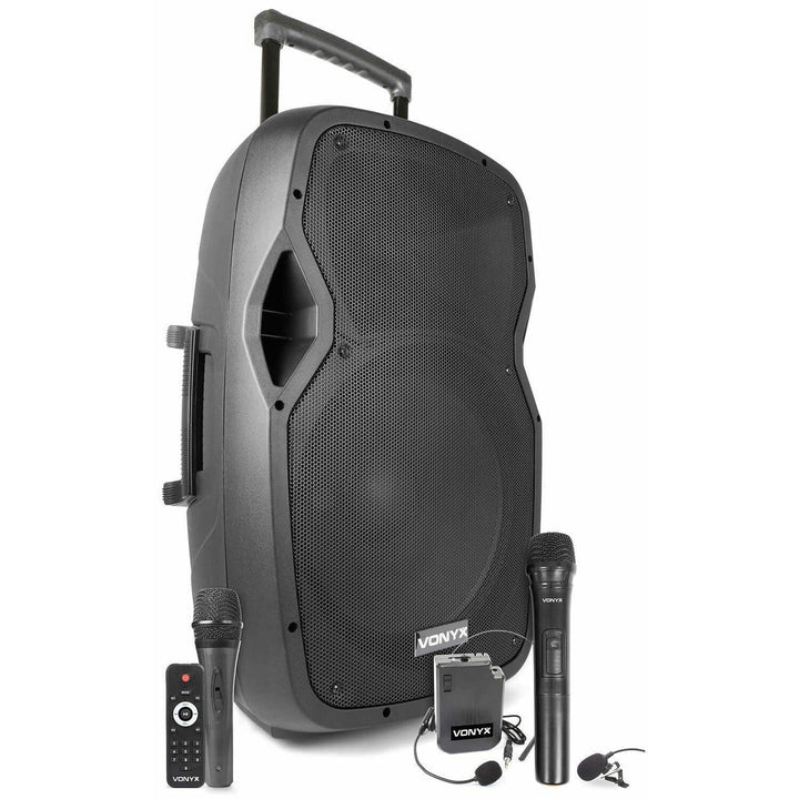 Vonyx AP1500PA - Mobile PA Anlage, Partybox Bluetooth mit Akku, 800 Watt Party Lautsprecher mit Mikr