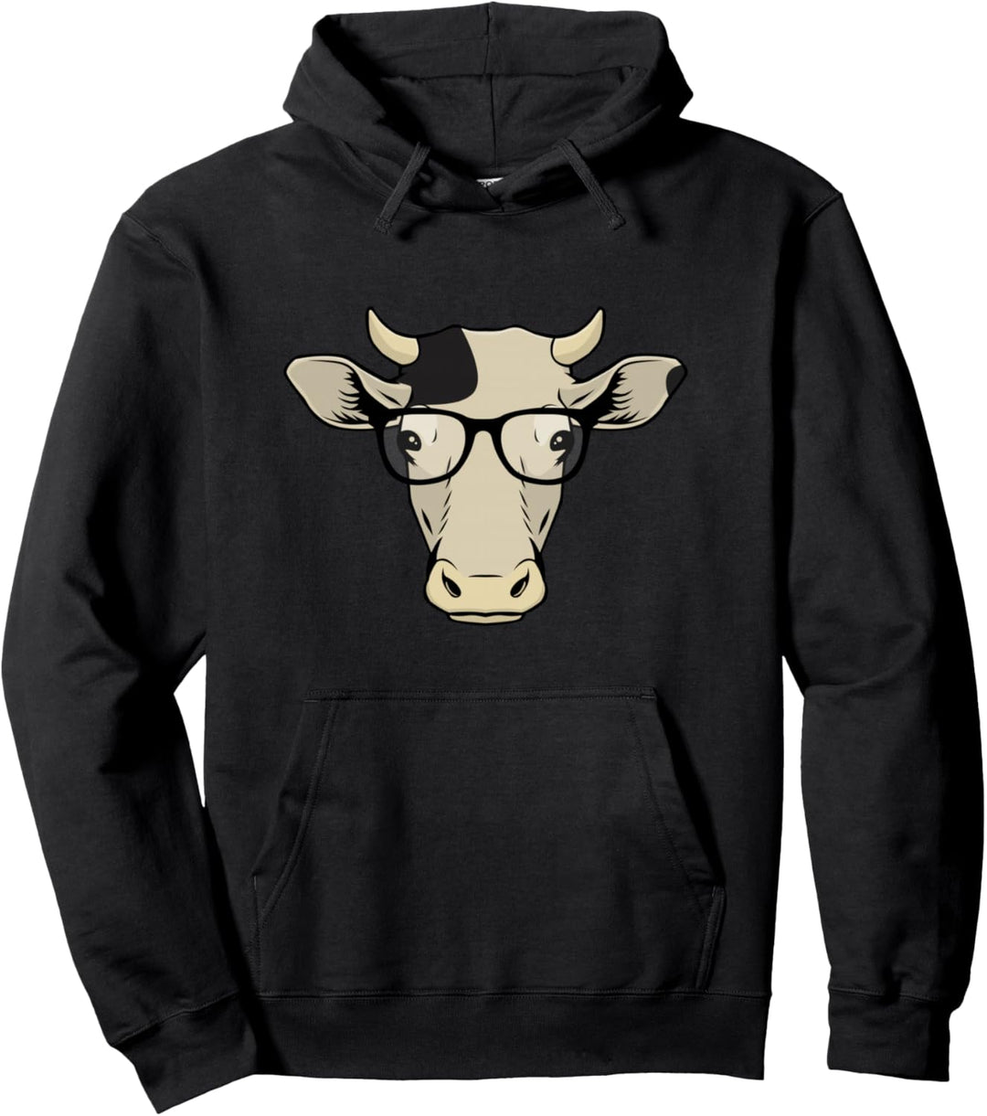 Lustige Hipster Kuh In Brille Vieh Auge Brille Geschenk Pullover Hoodie