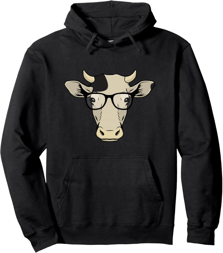 Lustige Hipster Kuh In Brille Vieh Auge Brille Geschenk Pullover Hoodie
