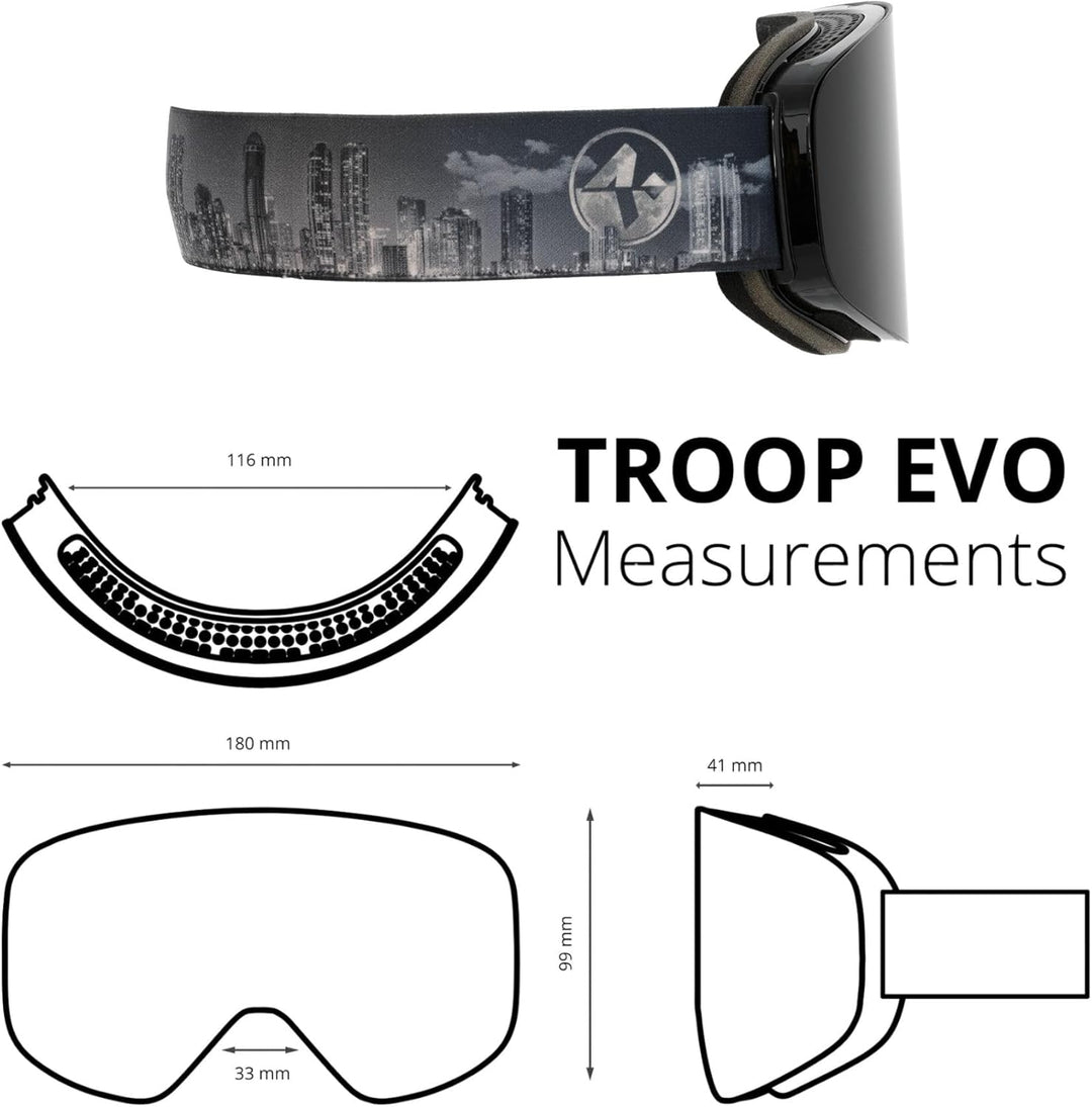 NAKED Optics The TROOP EVO Skibrille Männer, Ski Brille Frauen, Snowboardbrille, Skibrille mit Wechs