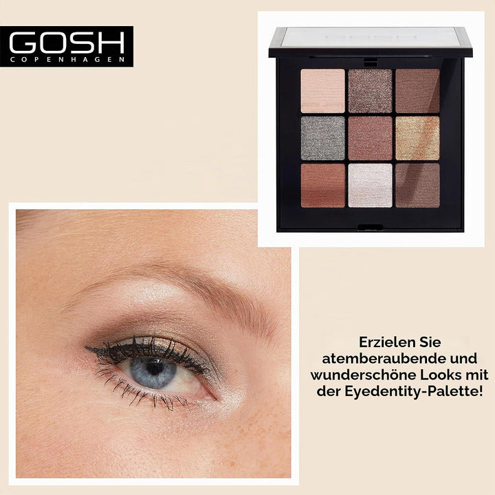 GOSH Eyedentity Lidschatten-Palette 003 BE HAPPY mit 9 perfekt abgestimmten Farben in Matt & Metalli