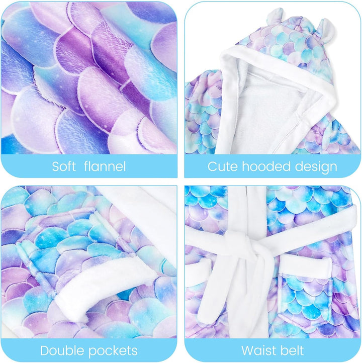 WYTbaby Bademantel Kinder Mädchen Flauschig Fleece bademantel mädchen Lange Ärmel Kinderbademantel m