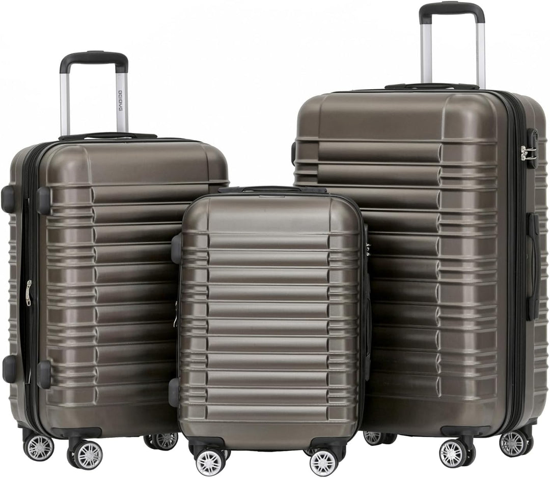 BEIBYE Hartschalen Koffer Trolley Rollkoffer Reisekoffer Zwillingsrollen Kofferset (Coffee, Set) Cof