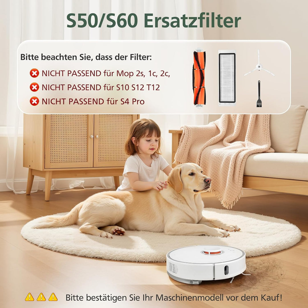 Isincer Ersatzzubehör für XIAOMI MI Robot Vacuum, Roboter Roborock S50 S51 Ersatzteile Bürste & Filt