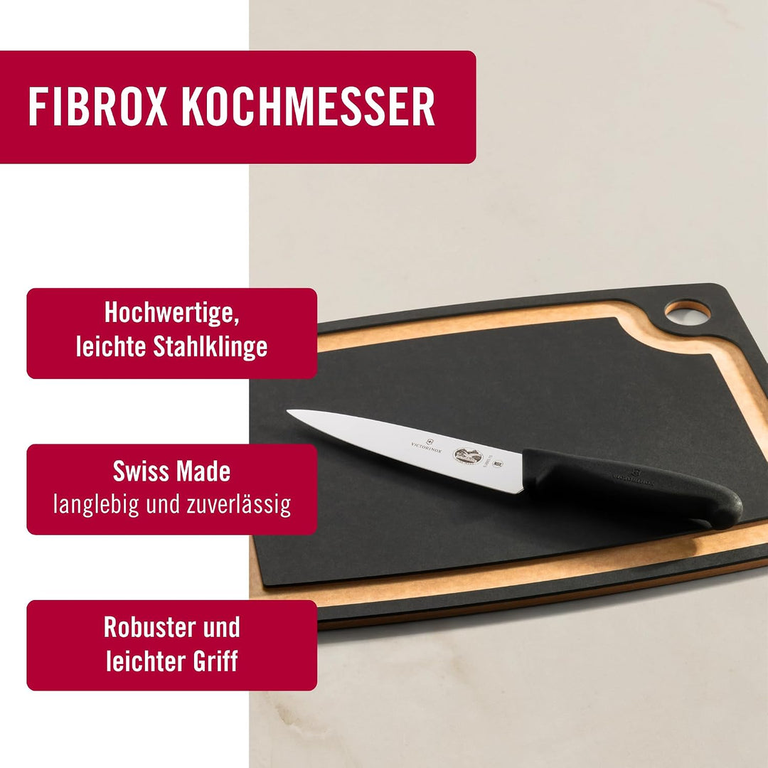 Victorinox Fibrox Kochmesser, Breites Universalmesser für Obst und Gemüse, 15 cm, Gerade Klinge, Sch