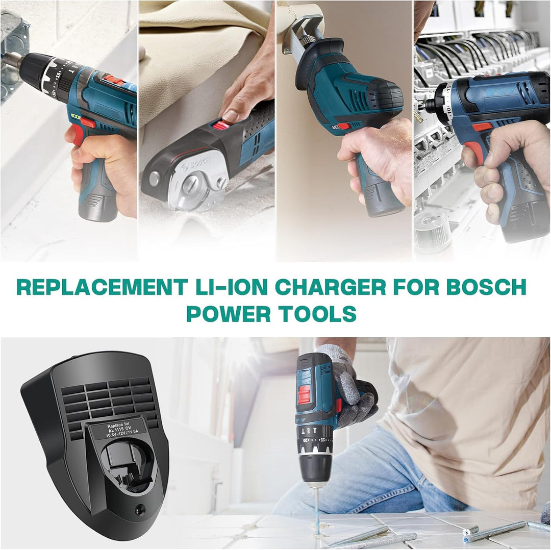 Akku-Ladegerät für Bosch BC330, Ersatz-Ladegerät für Bosch Elektrowerkzeug-Akkus 10,8V-12V BC430 BC6