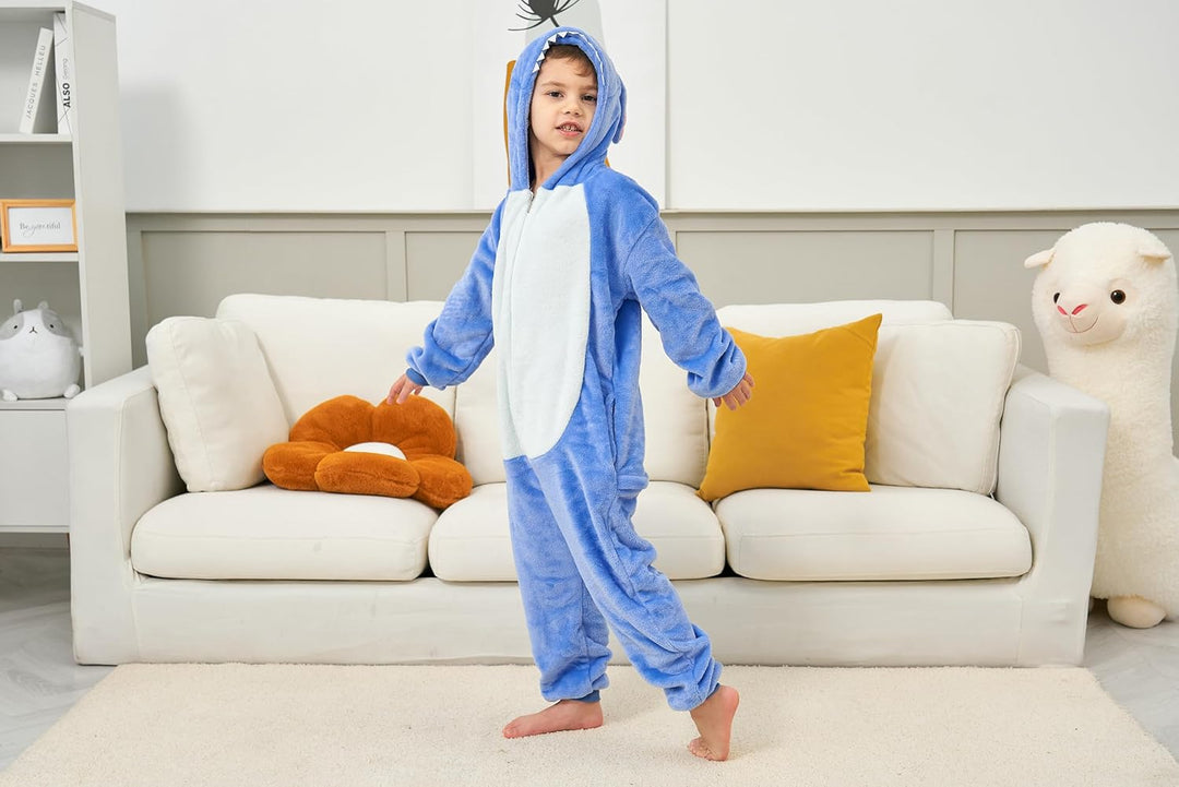 JVJQ Cartoon Kostüm Onesie Jumpsuit Tier Relax Kostuem Kind Pyjama Halloween Schlafanzug Cosplay Bla