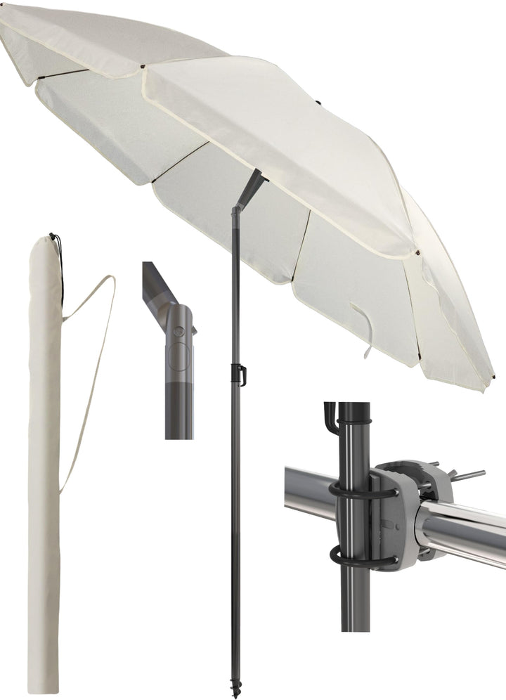 4smile Sonnenschirm Balkon SunnyJoy Ø 180 cm, 3-IN-1 Set - UPF 50+ Balkon Schirm + Sonnenschirmhalte