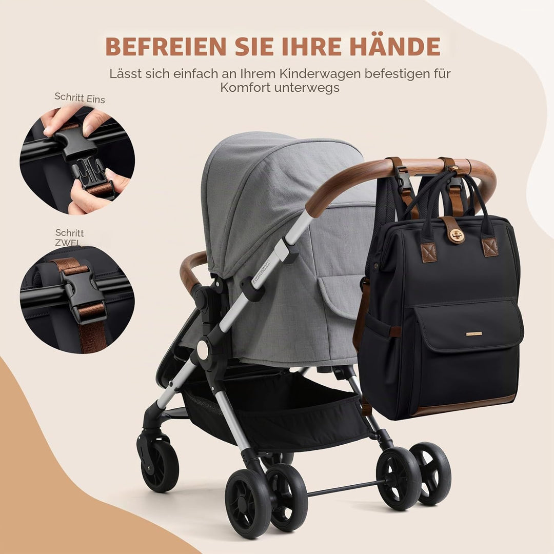 Wickeltasche, Rucksack, multifunktional, wasserabweisend, mit Haken, lässige Wickeltasche zum Aufhän