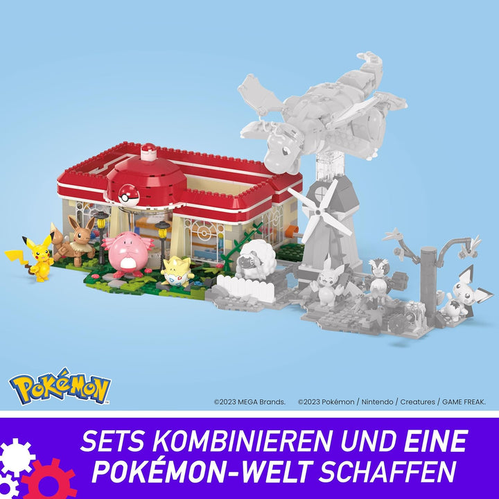 Mega Pokémon Bauset, 648 Teile, mit Pikachu, Chaneira, Evoli und Togepi, Bauspielzeug für Kinder und