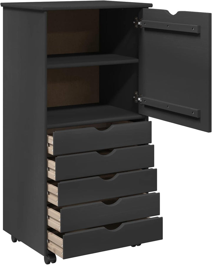vidaXL Rollschrank 53 x 39 x 103 cm Massivholz Kiefer Grau, Grau