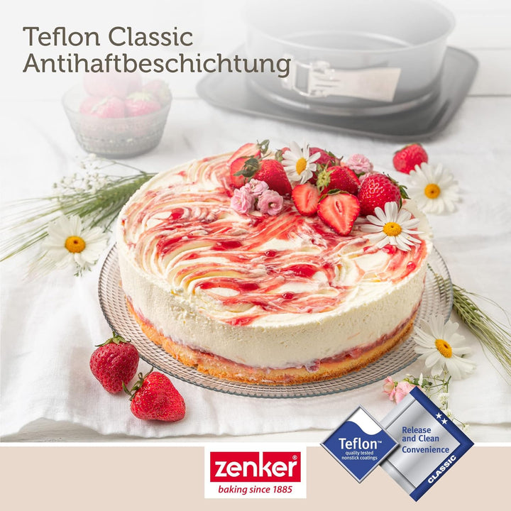 Zenker Bake, Click & Go 24er Springform – ⌀ 24 x 8 cm – Backform mit separat erhältlichem Deckel für