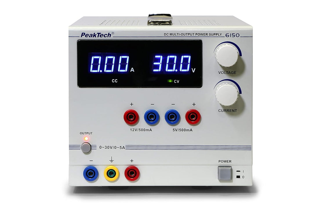 PeakTech Digtial Labornetzteil - Labornetzgerät 0-30V / 0-5A DC, stabilisiert, linear regelbar, 1 St
