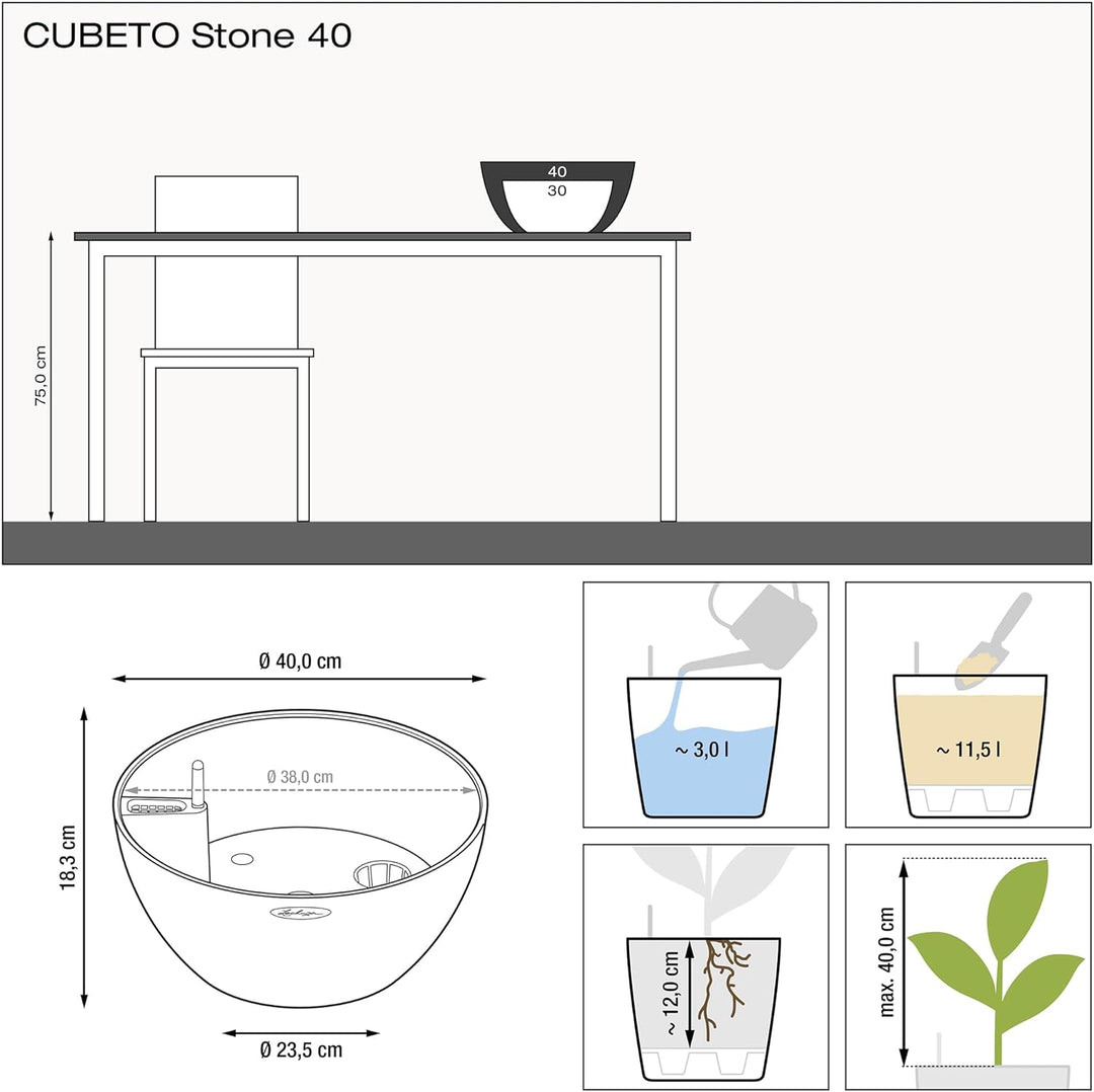 LECHUZA CUBETO Stone 40 sandbeige 13841 40x40x18.3 cm Sandbeige, 40x40x18.3 cm Sandbeige
