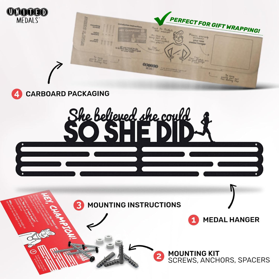 United Medals She Believed She Could So She Did Medaillenhalter Edelstahl | Medaillen Aufhänger | Me