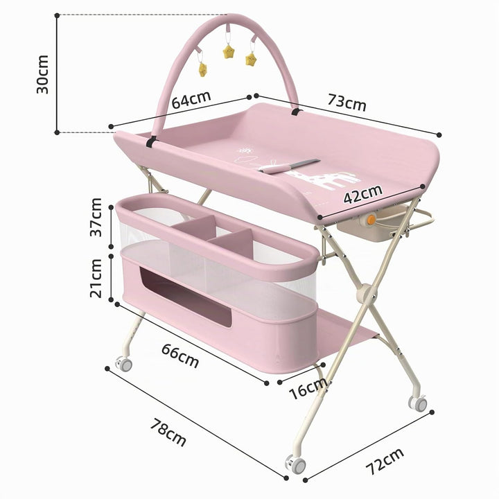 OHMG klappbare Wickelkommode Wickeltisch, Baby Wickelkombi, mit Wickelauflage Sicherheitsgurt und Ab