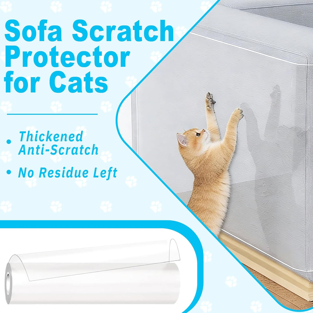 Kratzschutz Sofa Katze Transparent 5m x 42cm,Kratzfolie Katzen Selbstklebend,Flexibler Sofaschutz ge