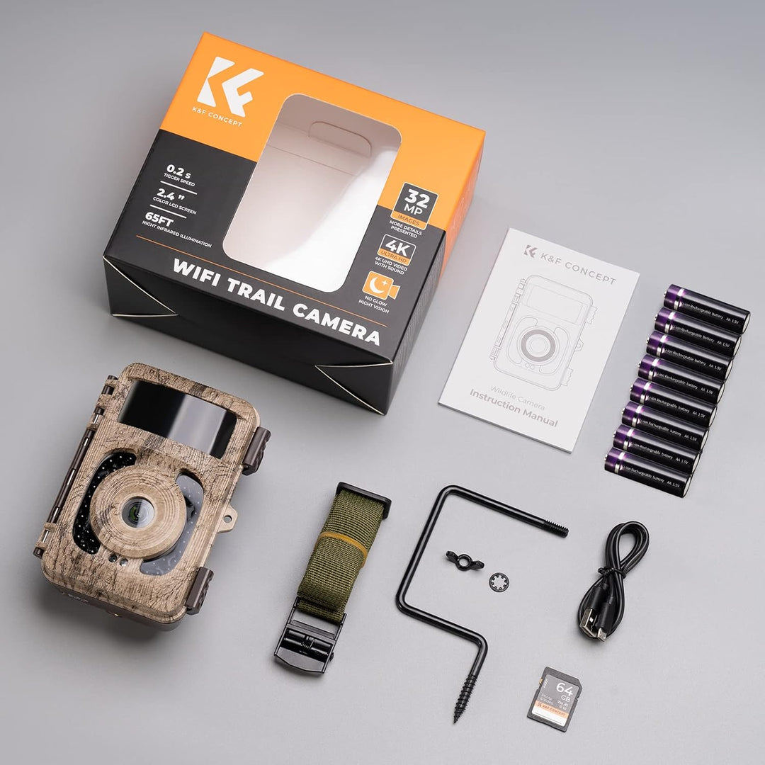 K&F Concept 48MP 4K WLAN Wildkamera handyübertragung, WiFi Wildkamera mit bewegungsmelder nachtsicht