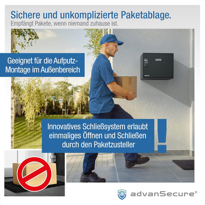 advanSecure® Paketkasten | innovatives Schliesssystem für kontaktlose Paket-Zustellung | für mittel-